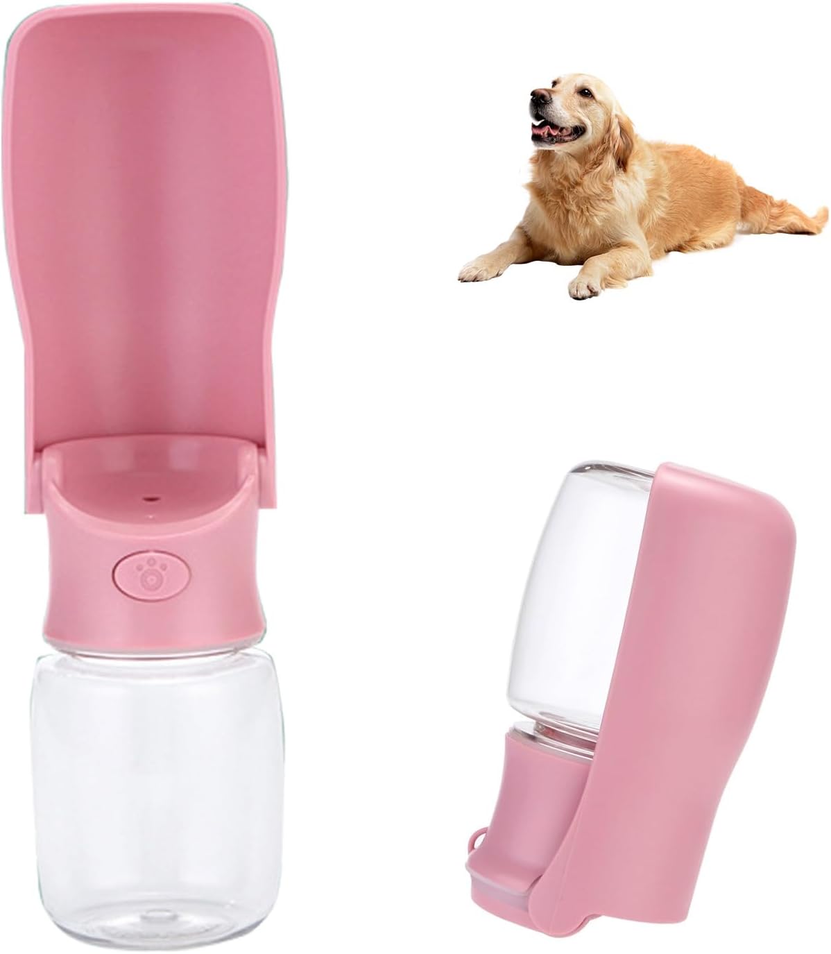 350ml Pink Foldable Leakproof Dog Water Bottle