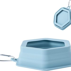 Morandi Blue No-Splash Collapsible Dog Travel Bowls