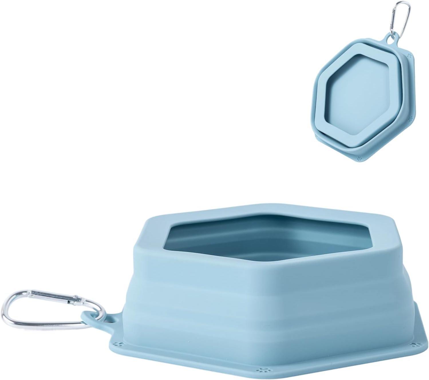 Morandi Blue No-Splash Collapsible Dog Travel Bowls