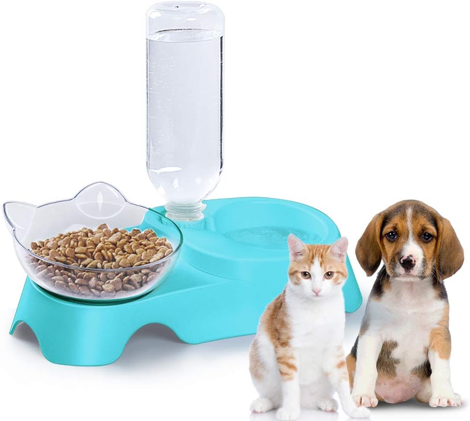 15掳 Tilted Double Pet Water Food Bowl Set