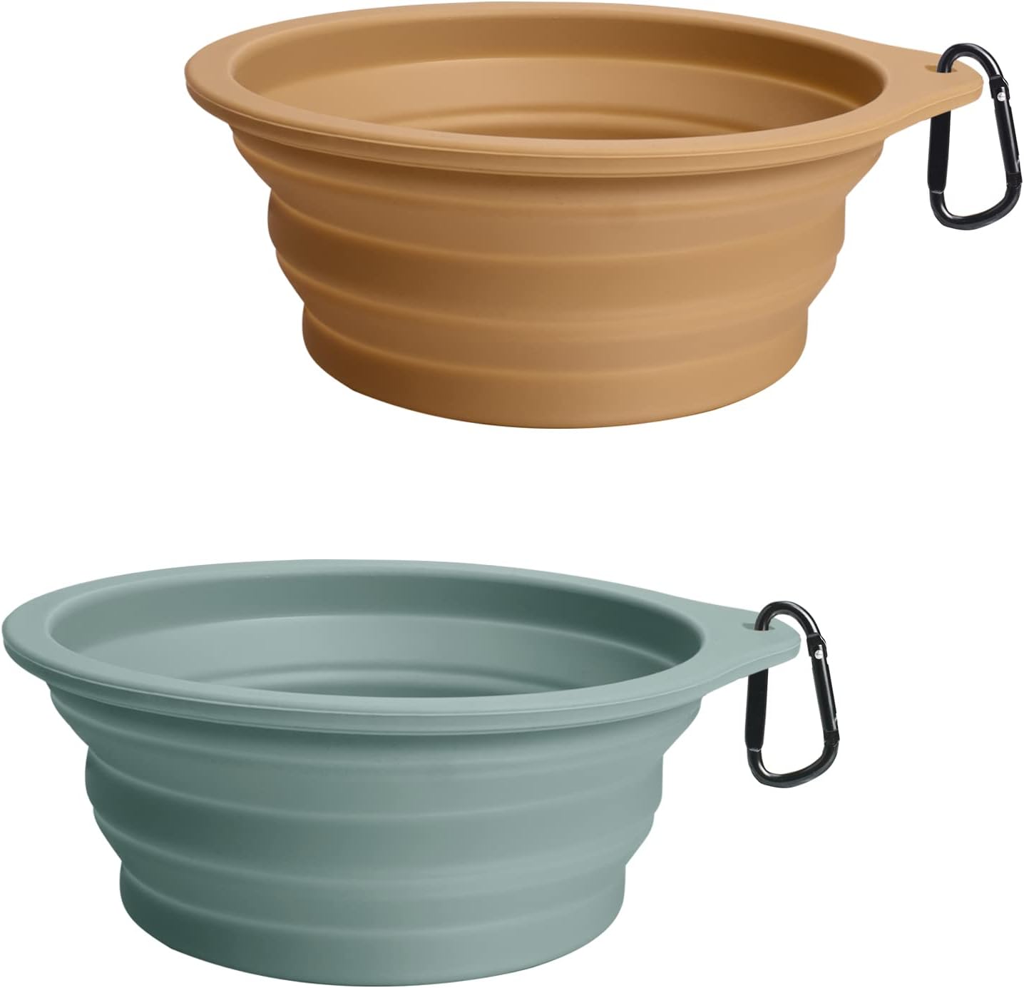 Turquoise Tan 2-Pack Silicone Collapsible Dog Bowls