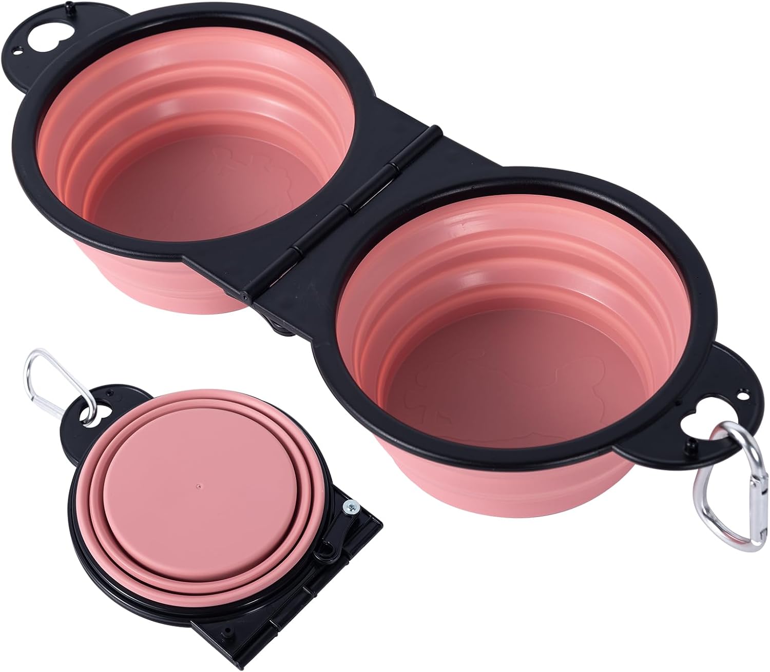 Collapsible Dual Dog Bowls with Reinforced Rim