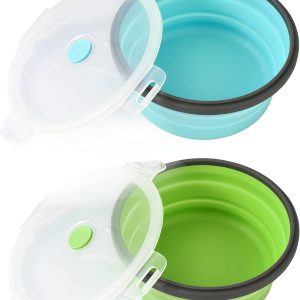 2-Pack 12oz Collapsible Dog Bowls with Lids