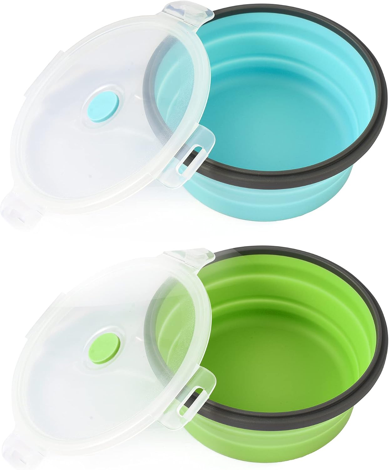 2-Pack 12oz Collapsible Dog Bowls with Lids
