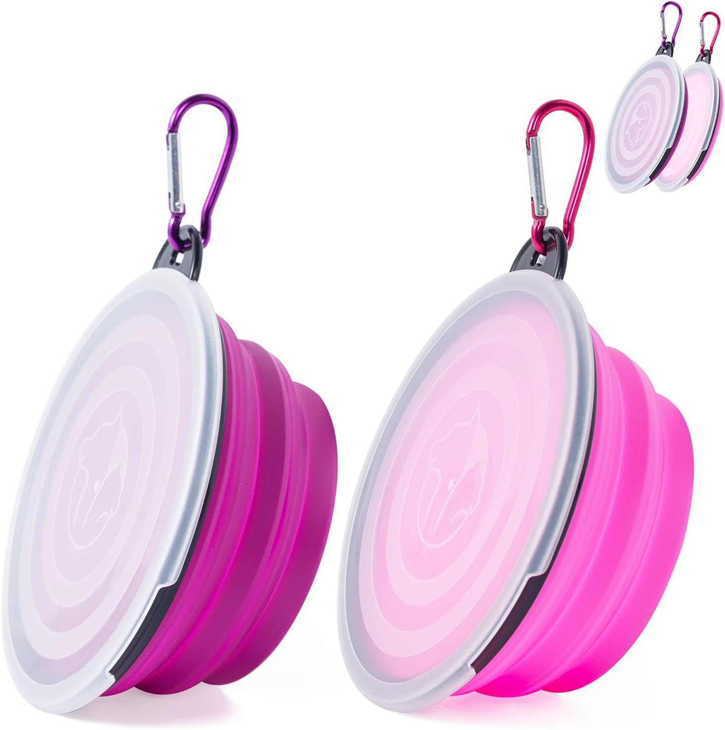Pink Purple 2-Pack Collapsible Dog Travel Bowls