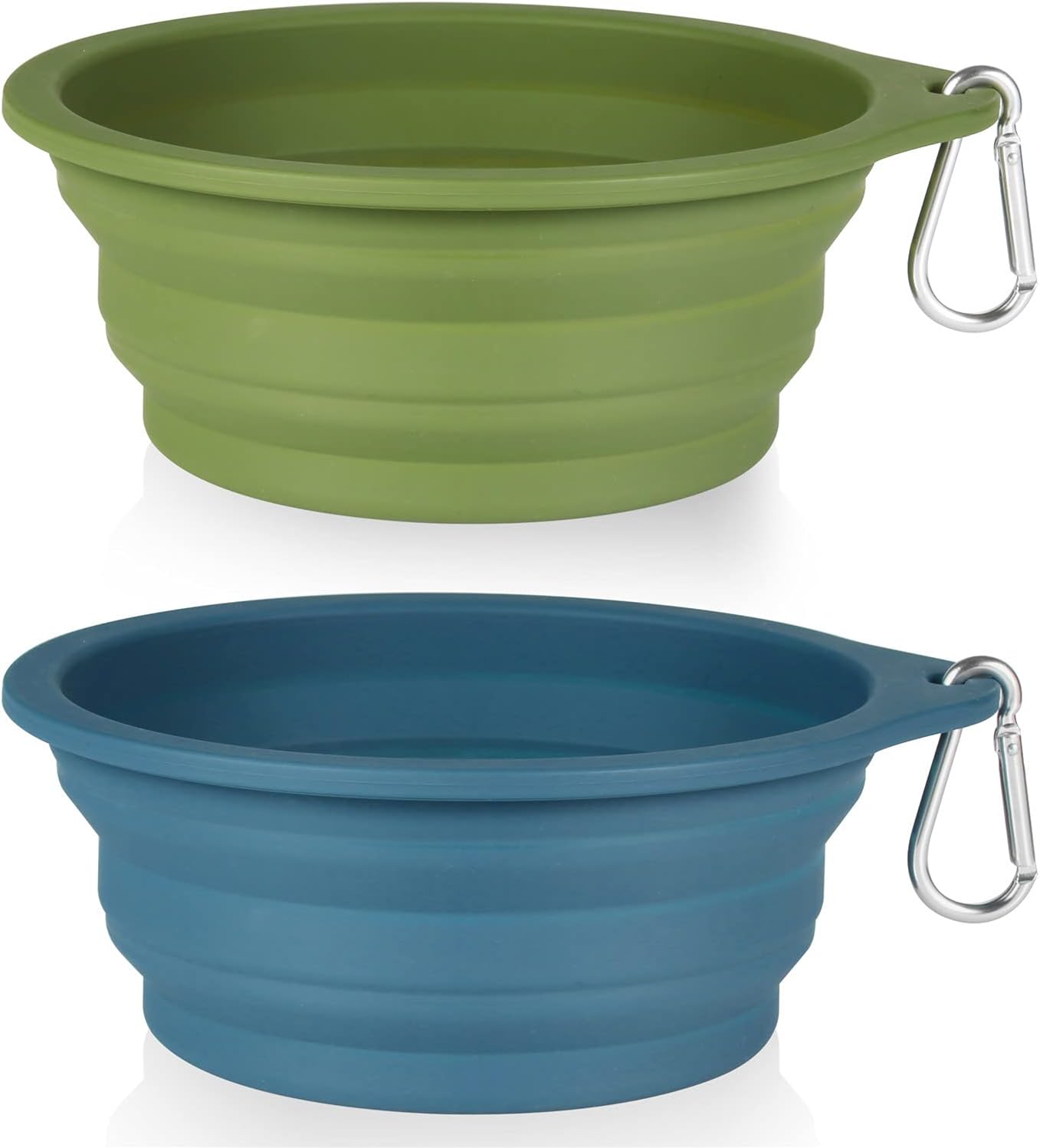 2-Pack 600ml Navy Green Collapsible Dog Bowls