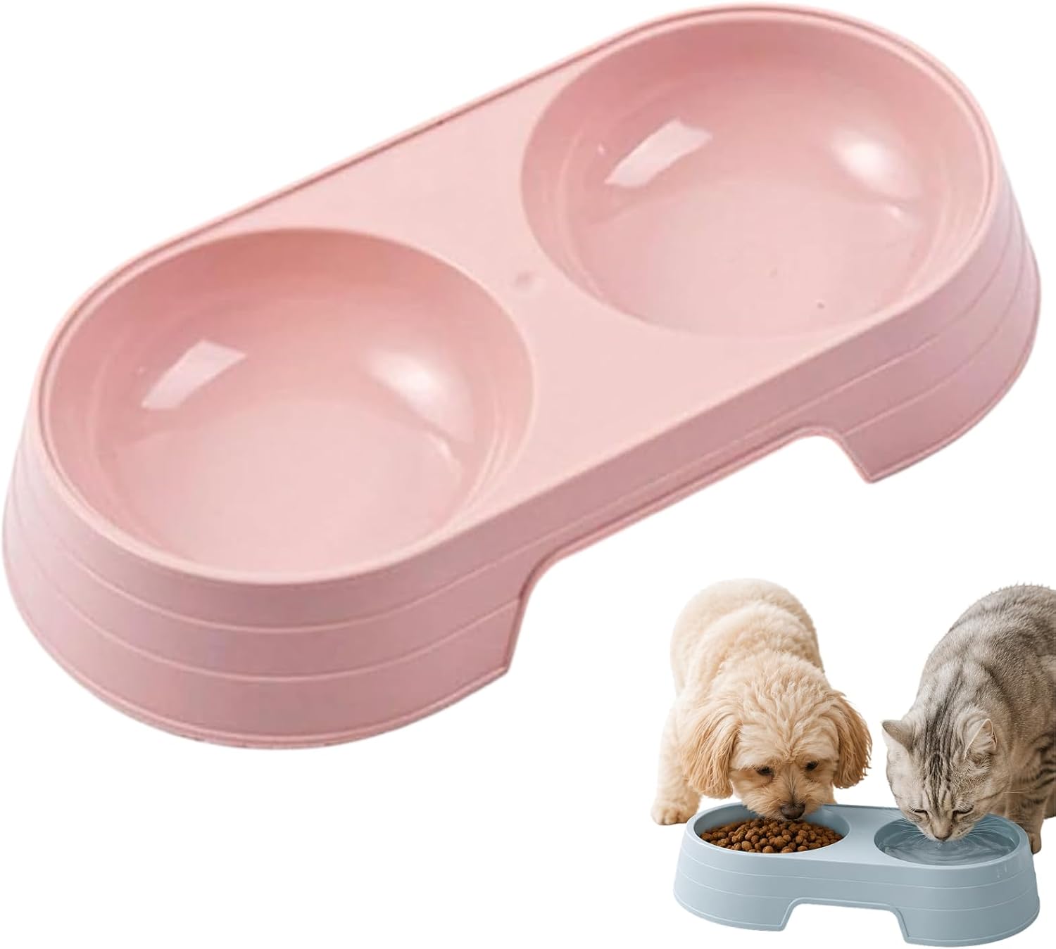 Pink Double Pet Food Water Bowl Small