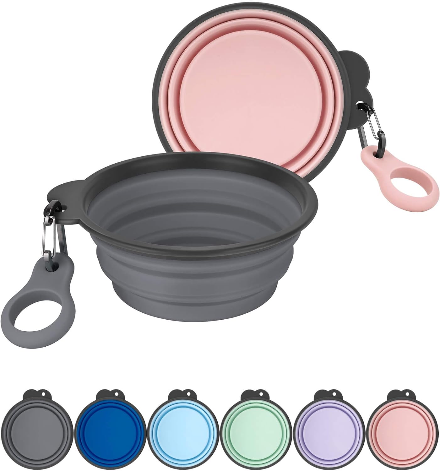 2-Pack 15oz Collapsible Dog Bowls Carrier