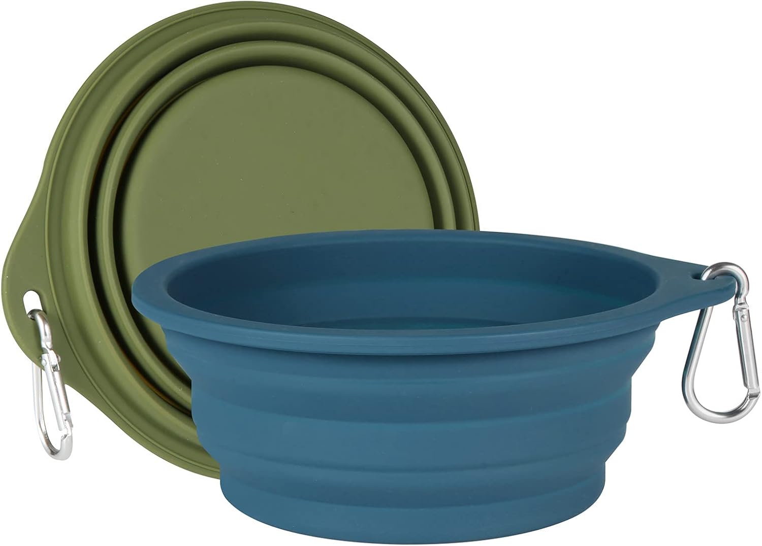 2-Pack 600ml Navy Green Collapsible Dog Bowls - Image 2