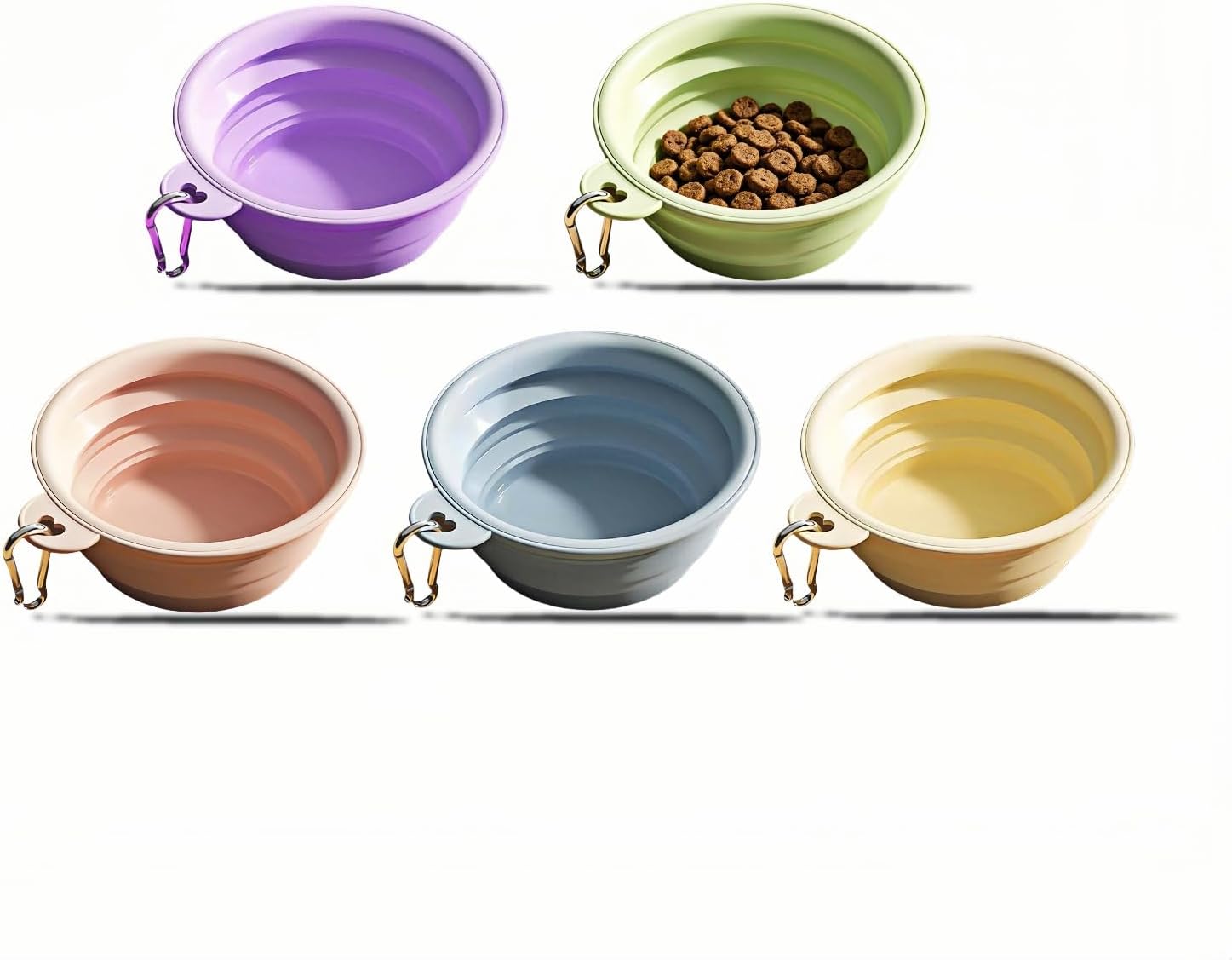 5-Pack Silicone Collapsible Dog Travel Bowls