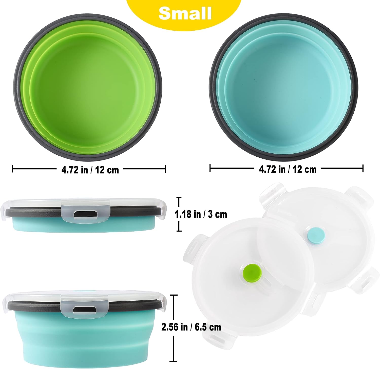 2-Pack 12oz Collapsible Dog Bowls with Lids - Image 2