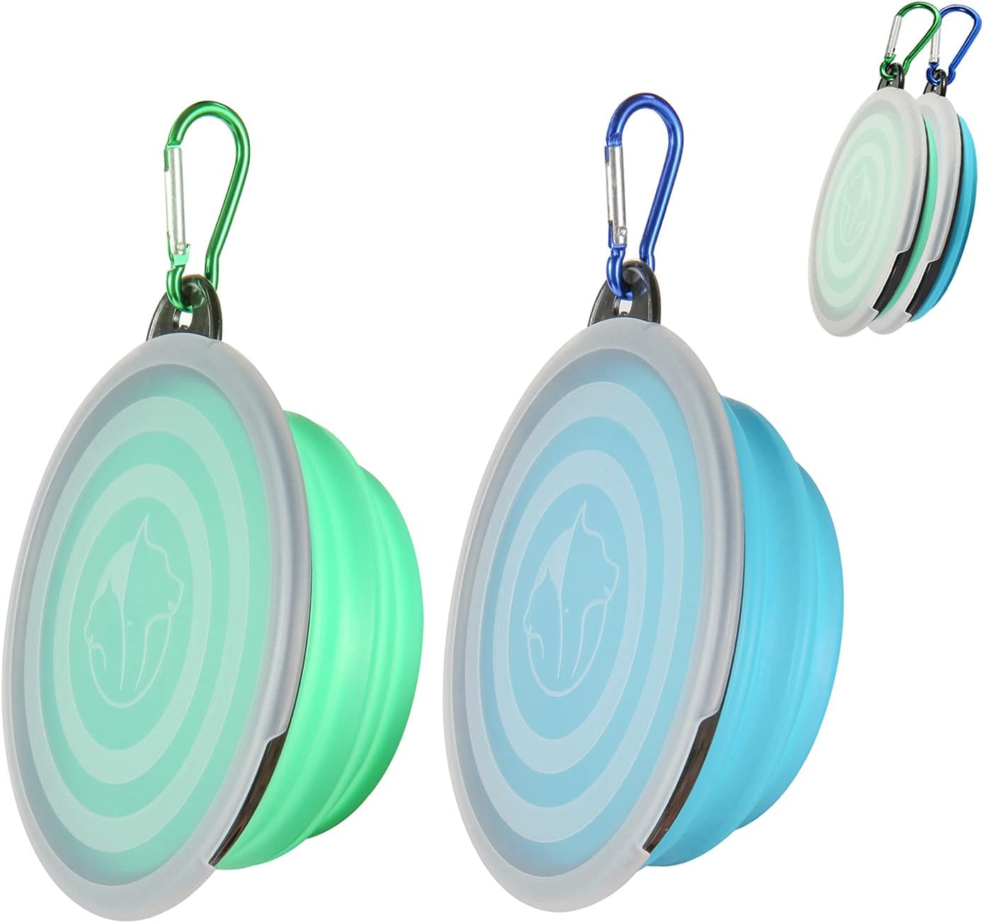 2-Pack Collapsible Dog Travel Bowls with Lids