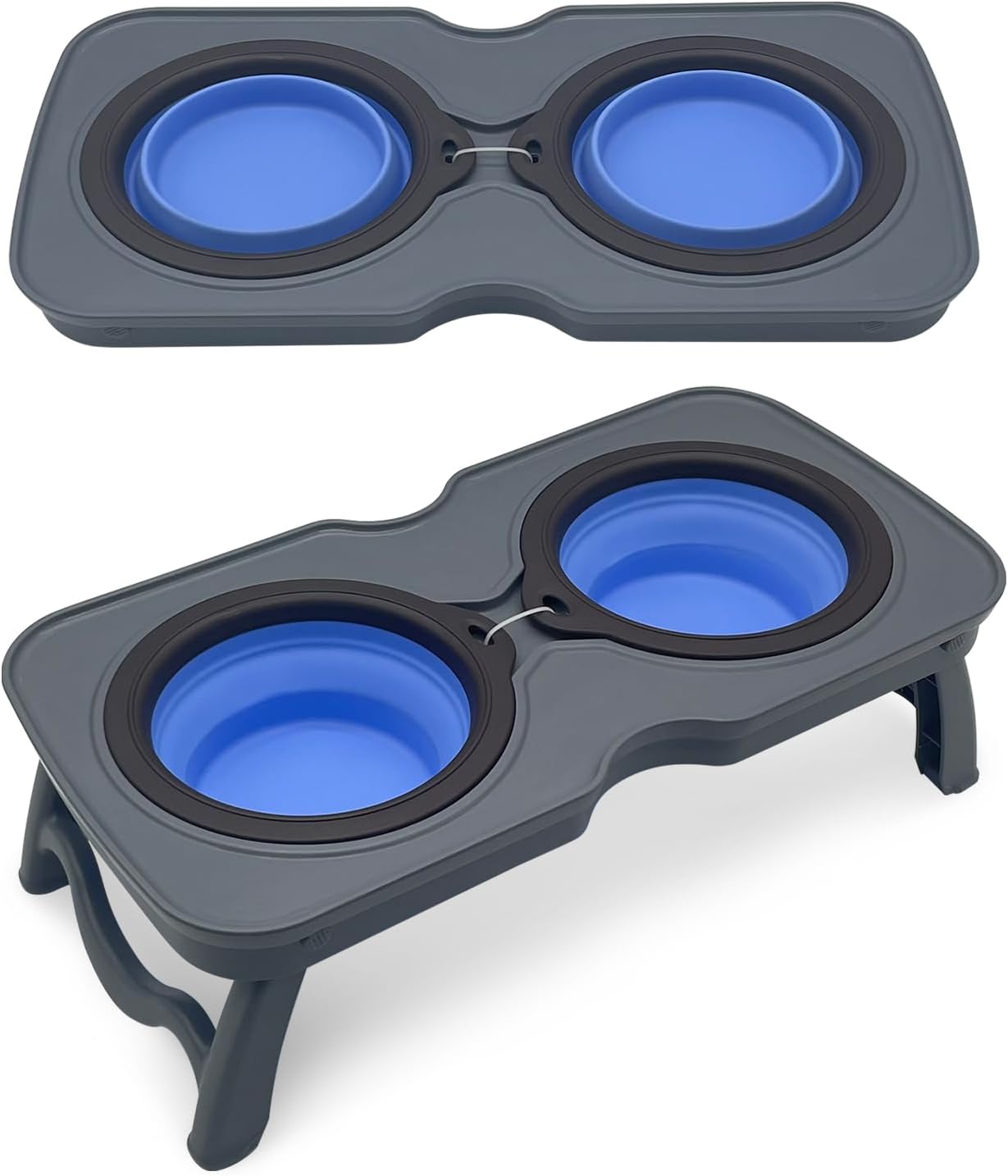 Elevated Portable Dog Bowl with Collapsible Bowls