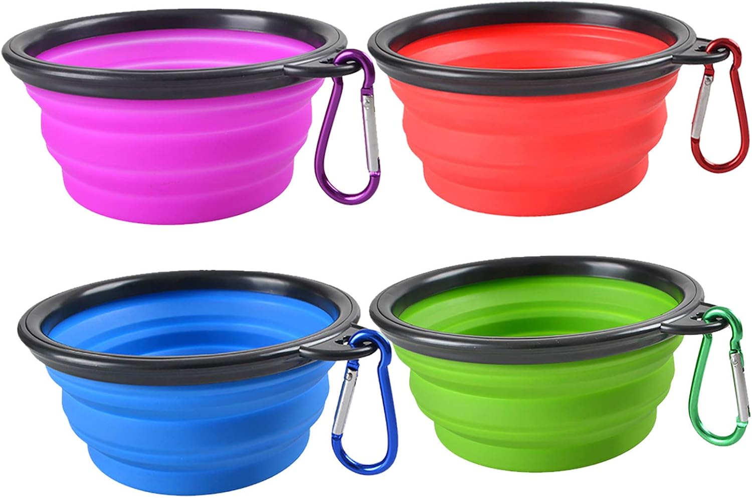 4-Pack Collapsible Portable Dog Travel Bowls