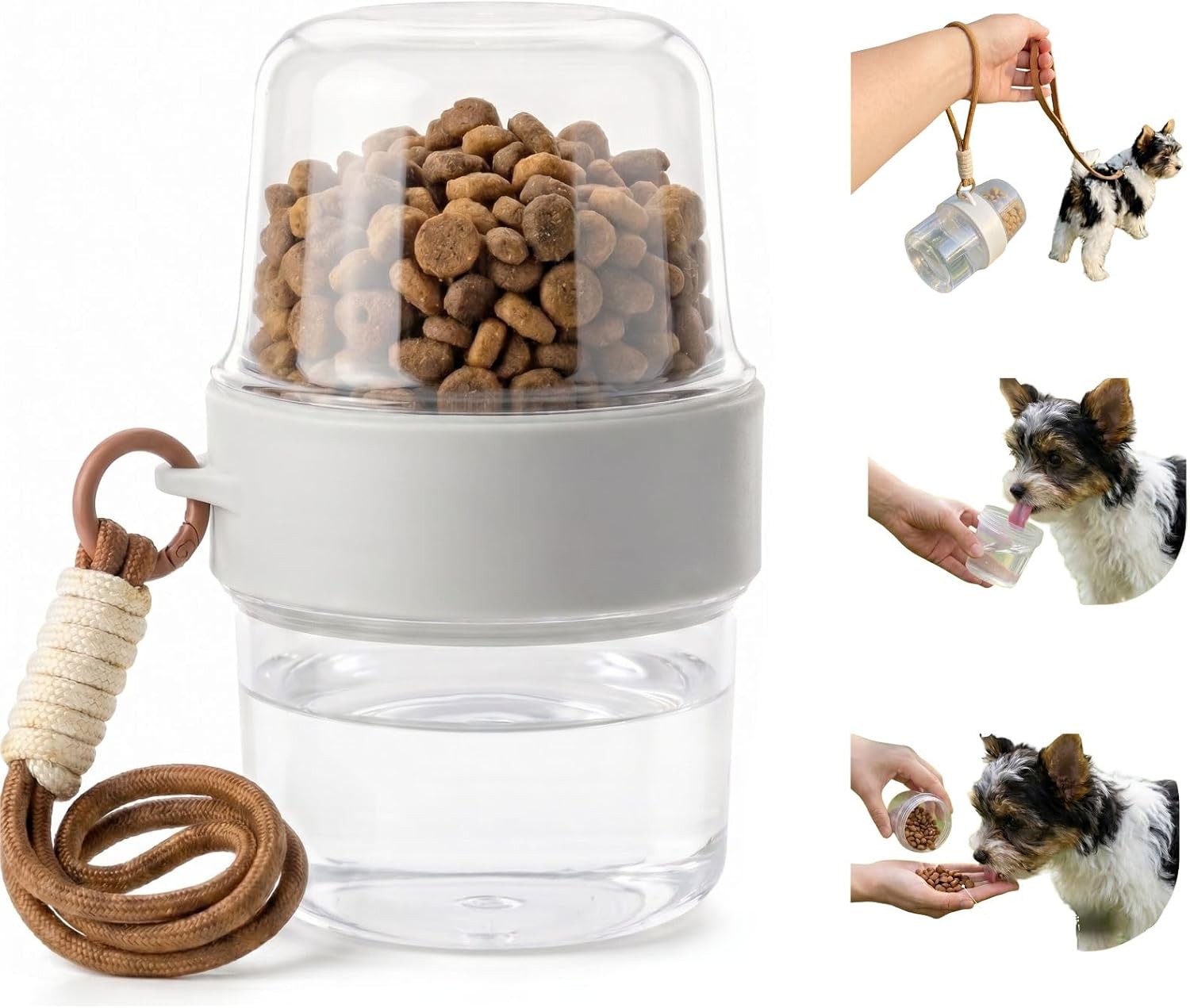 Gray Portable 2-in-1 Dog Water Bottle
