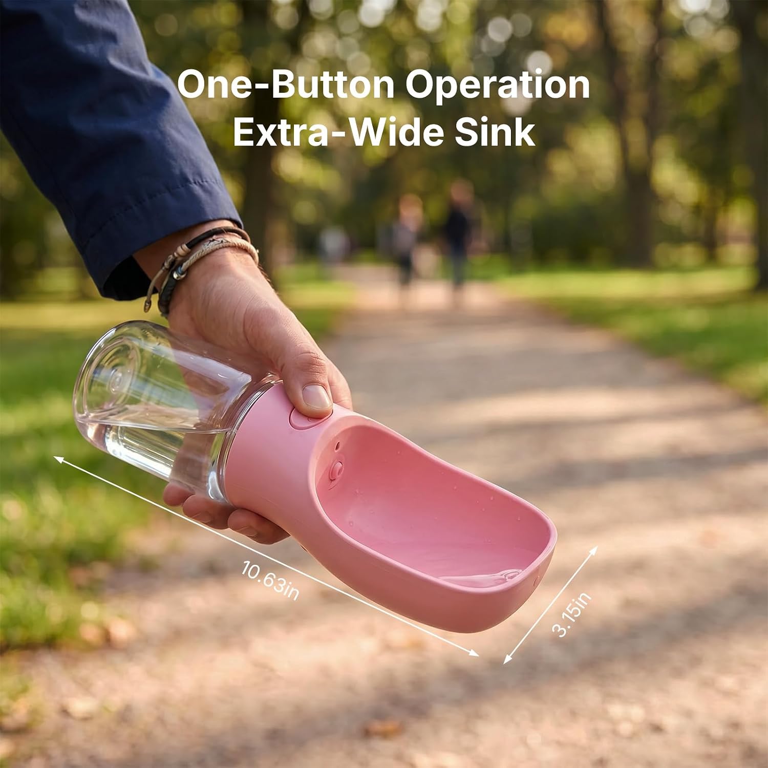 350ml Pink Foldable Leakproof Dog Water Bottle - Image 2