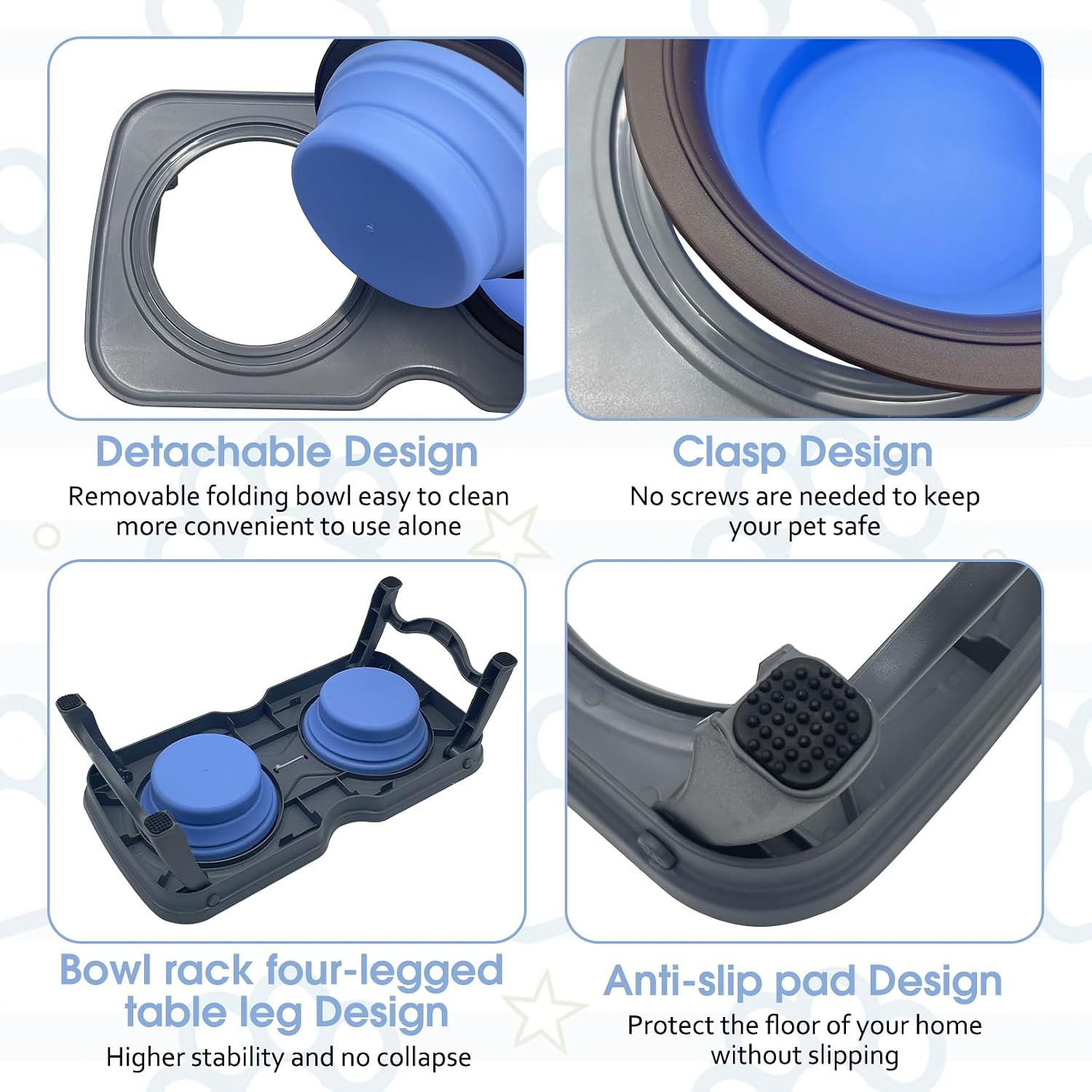 Elevated Portable Dog Bowl with Collapsible Bowls - Image 2