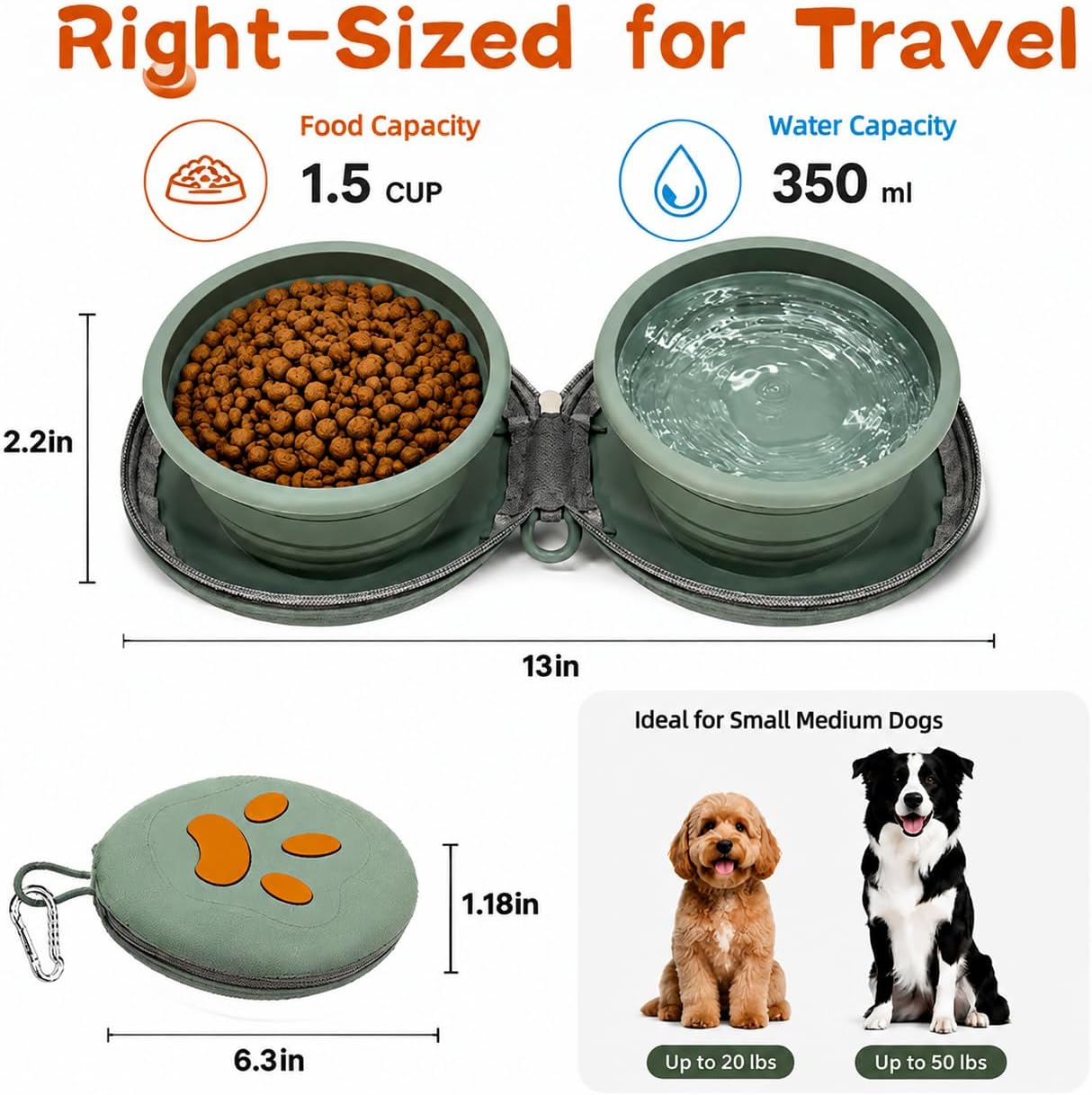 2-in-1 Collapsible Silicone Dog Travel Bowl - Image 2