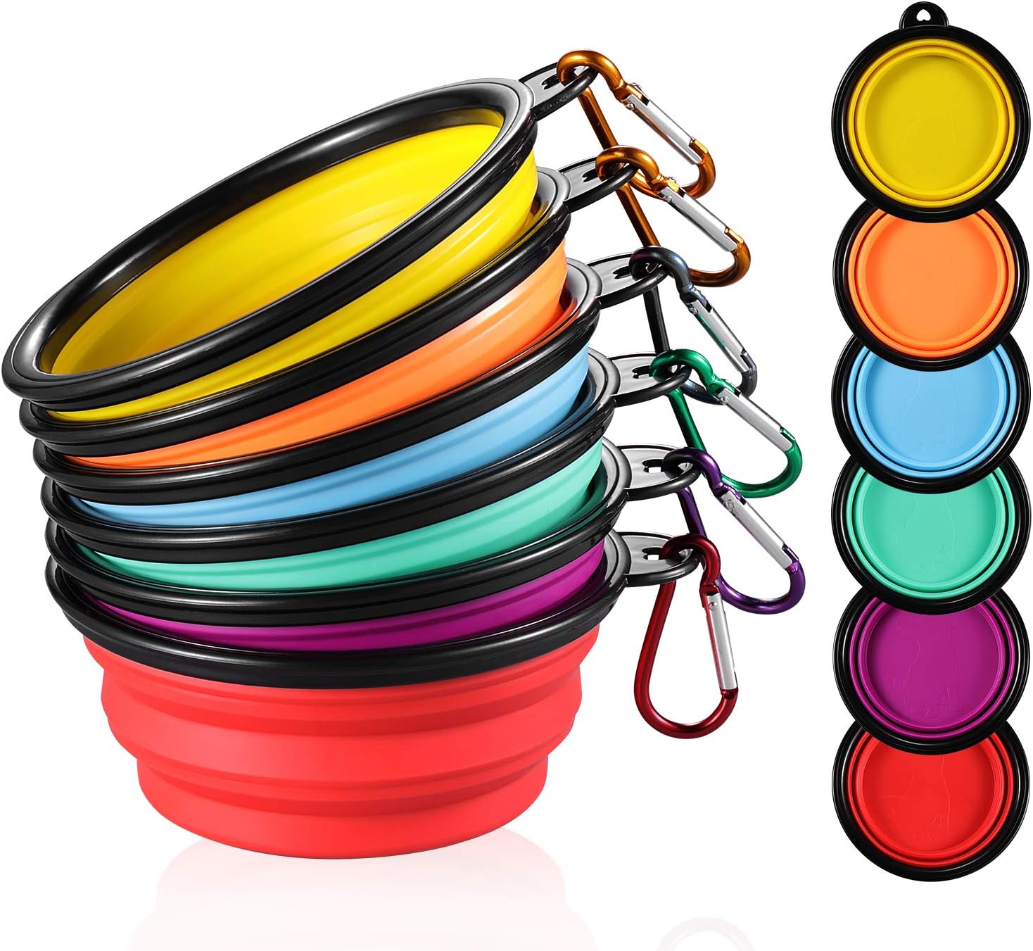 6-Pack 12oz Collapsible Portable Travel Dog Bowls
