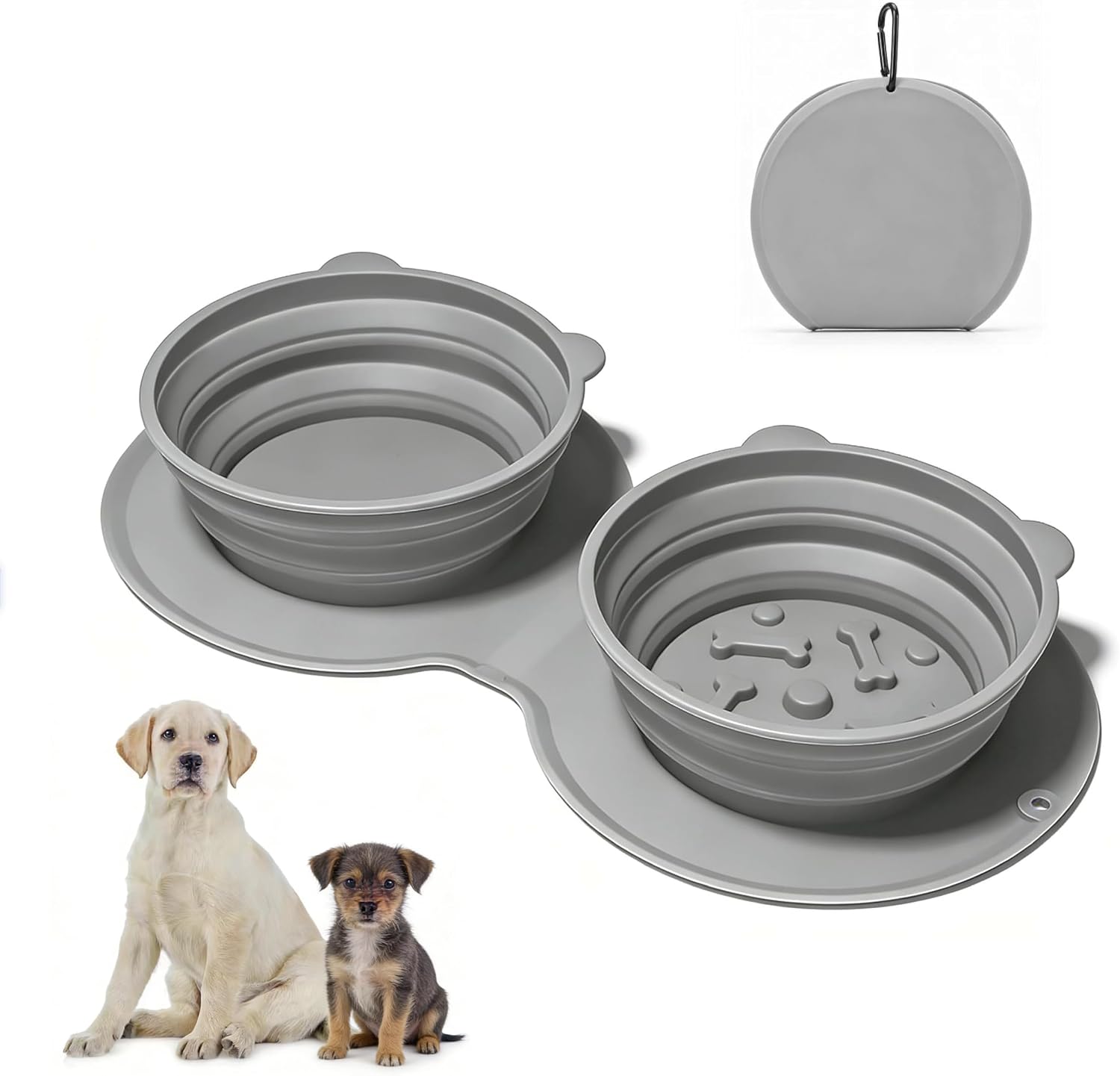 Premium 2-in-1 Silicone Collapsible Travel Dog Bowl