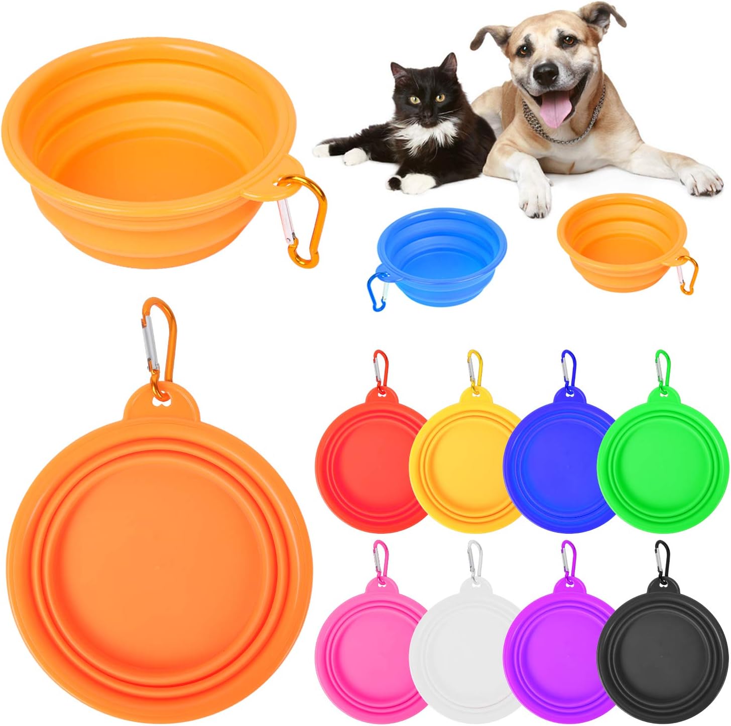 9-Pack Collapsible Silicone Dog Travel Bowls