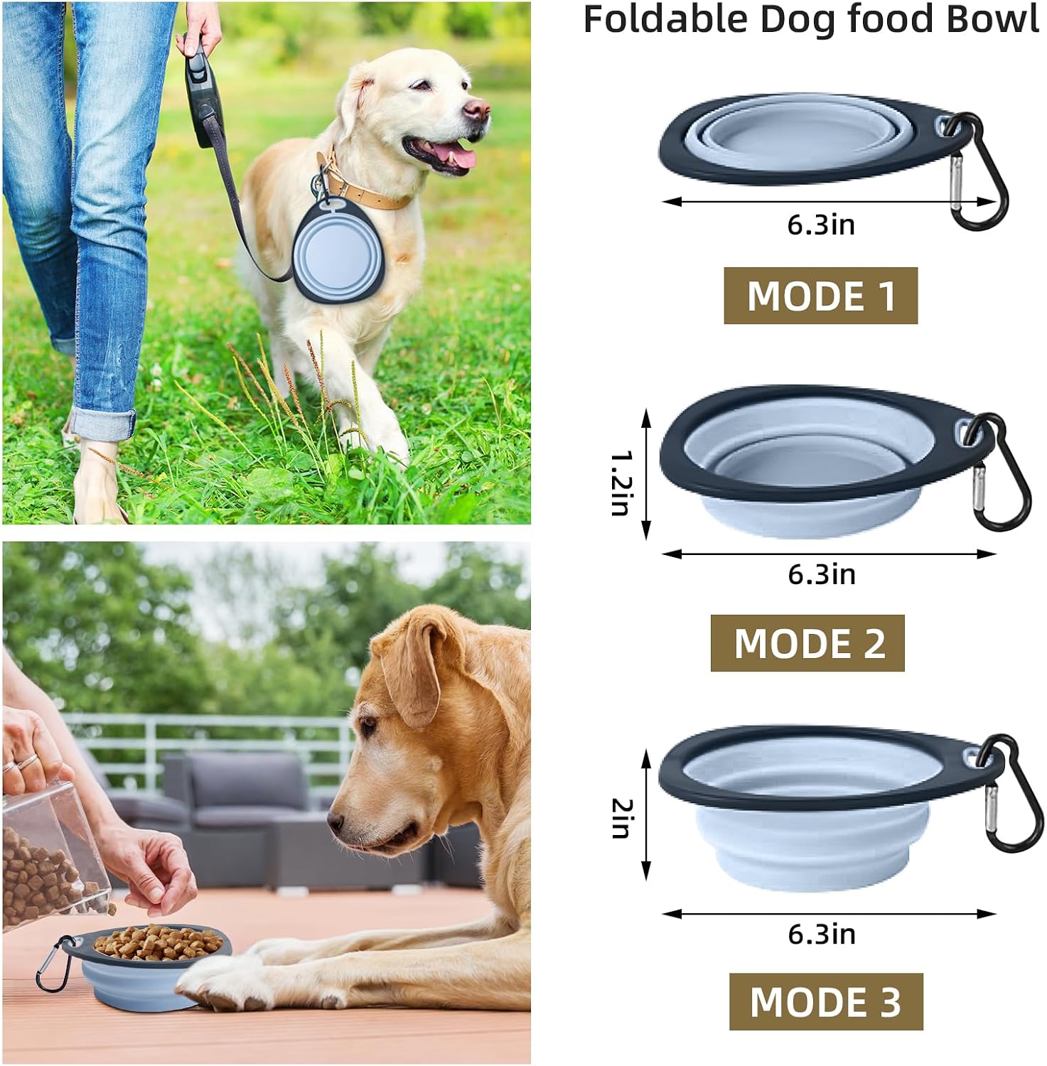 2-Pack Reusable Collapsible Pet Bowls Blue Green - Image 2